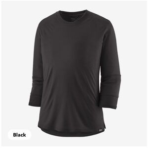 Patagonia Women's Merino 3/4-Sleeved Breathable Jersey Tee (Black/XS)